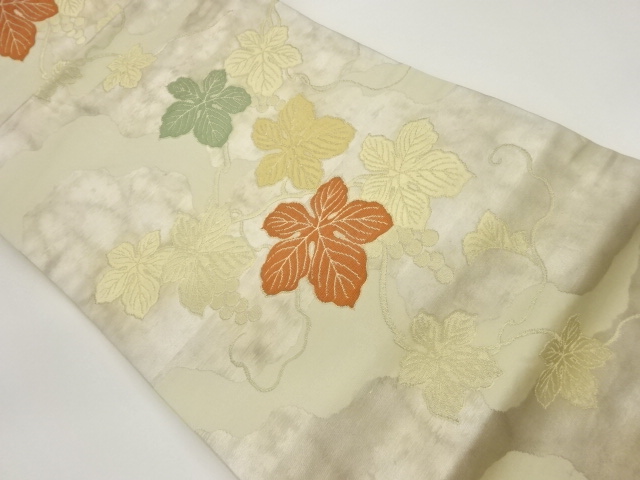 JAPANESE HIRAKI NAGOYA OBI / WOVEN GRAPE ARABESQUE